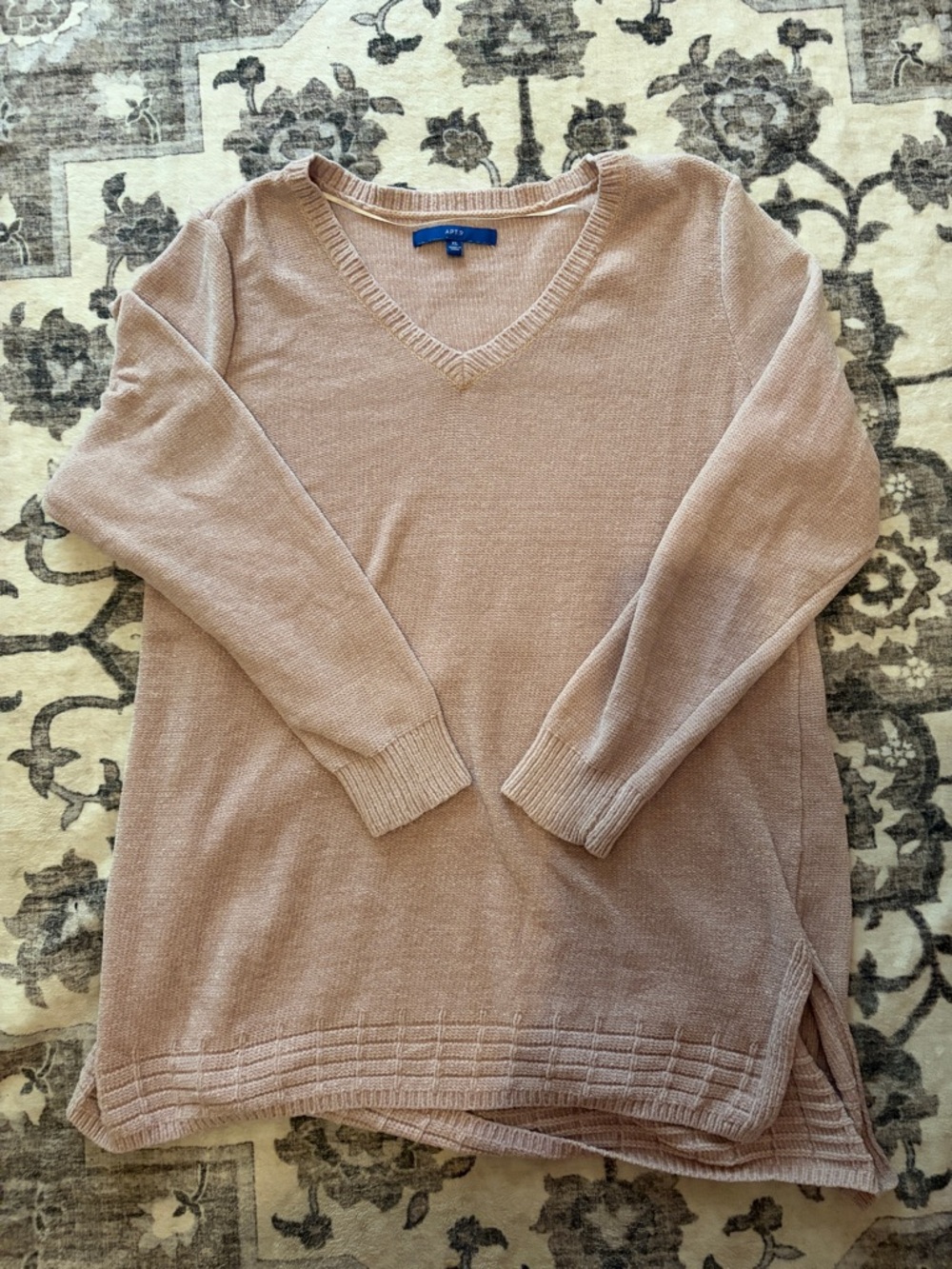 Apt. 9 Women's V-Neck Long Sleeve Sweater - Dusty Pink